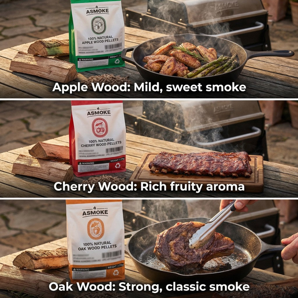 ASMOKE 3-Piece Premium Wood Pellet Variety Pack - Oak, Cherry & Apple (3 x 2.27kg Bags) - Image 6