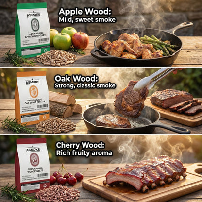 ASMOKE 4-Piece Premium Wood Pellet Variety Pack - Oak, Cherry & 2x Apple (4 x 2.27kg Bags) - Image 5