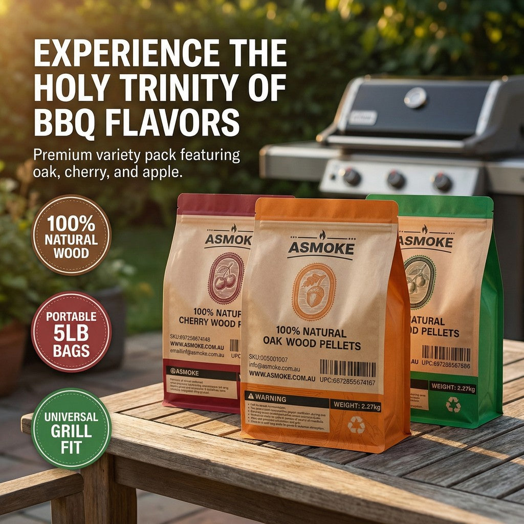 ASMOKE 4-Piece Premium Wood Pellet Variety Pack - Oak, Cherry & 2x Apple (4 x 2.27kg Bags) - Image 6