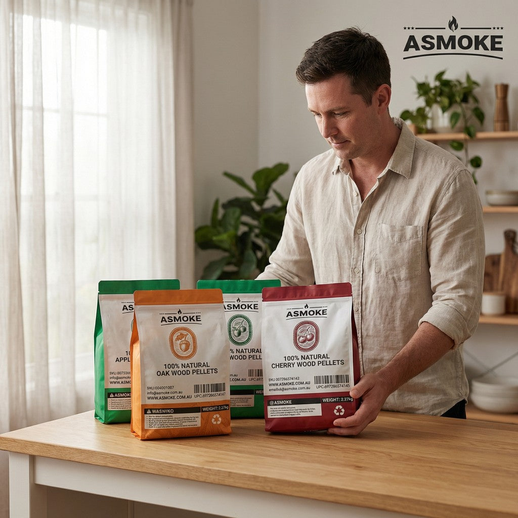 ASMOKE 4-Piece Premium Wood Pellet Variety Pack - Oak, Cherry & 2x Apple (4 x 2.27kg Bags) - Image 7