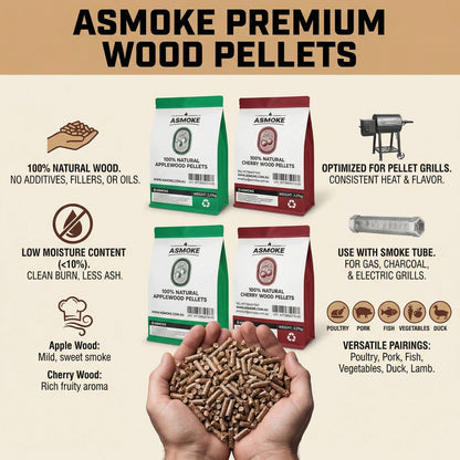 ASMOKE 20lbs (9kg) Wood Pellet Sampler Bundle - 2-Flavour Variety Pack (2x Cherry, 2x Apple) - Best for Pork, Ribs & Poultry - Image 2