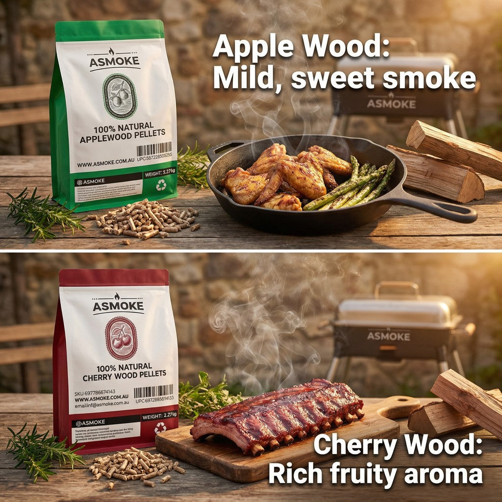 ASMOKE 20lbs (9kg) Wood Pellet Sampler Bundle - 2-Flavour Variety Pack (2x Cherry, 2x Apple) - Best for Pork, Ribs & Poultry - Image 6