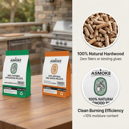 ASMOKE 4-Piece Premium Wood Pellet Variety Pack - Oak & Apple (2x Oak, 2x Apple) - Image 5