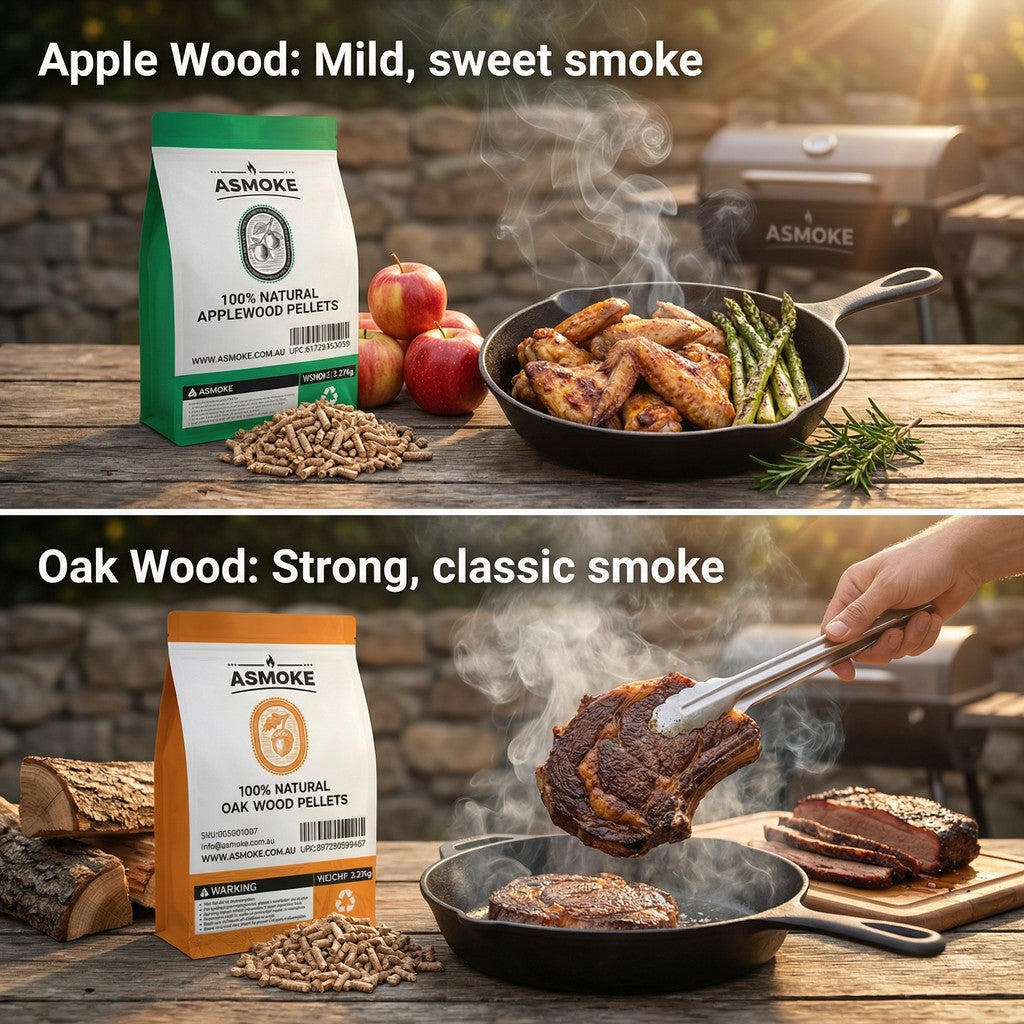 ASMOKE 4-Piece Premium Wood Pellet Variety Pack - Oak & Apple (2x Oak, 2x Apple) - Image 9