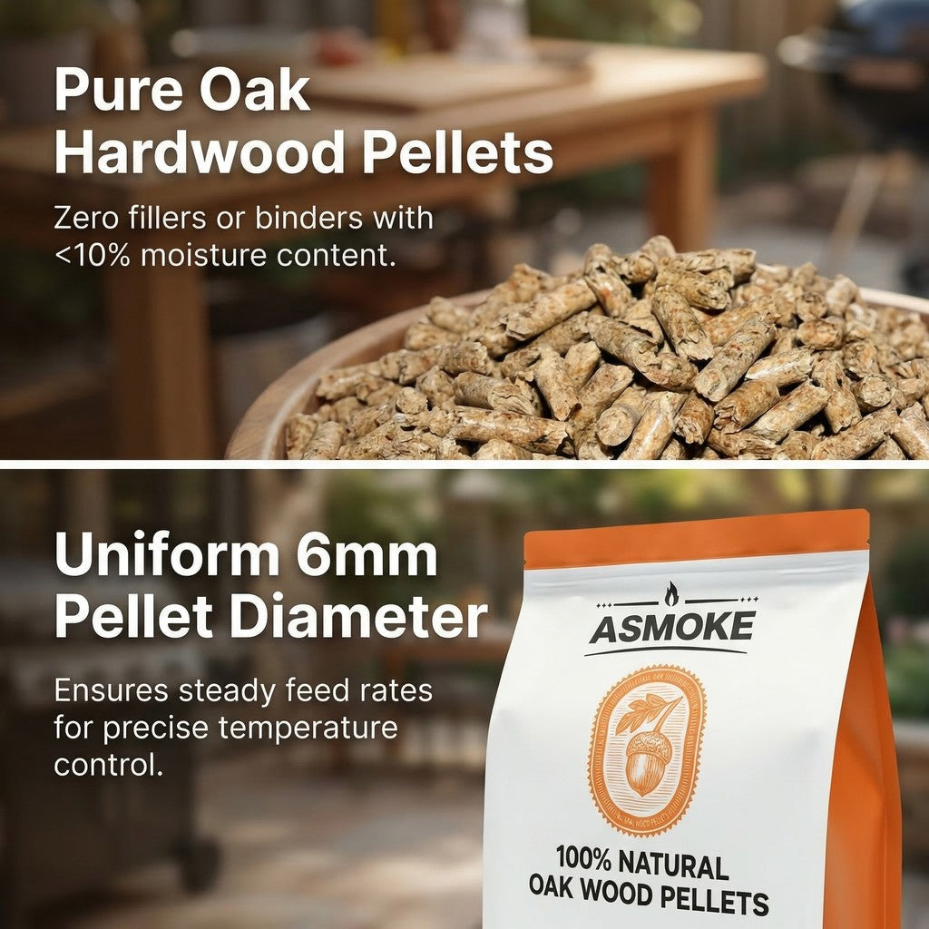 ASMOKE 100% Natural Premium Oak Wood BBQ Pellets for Smoker & Grill (9kg / 20lbs) x2 - Image 3