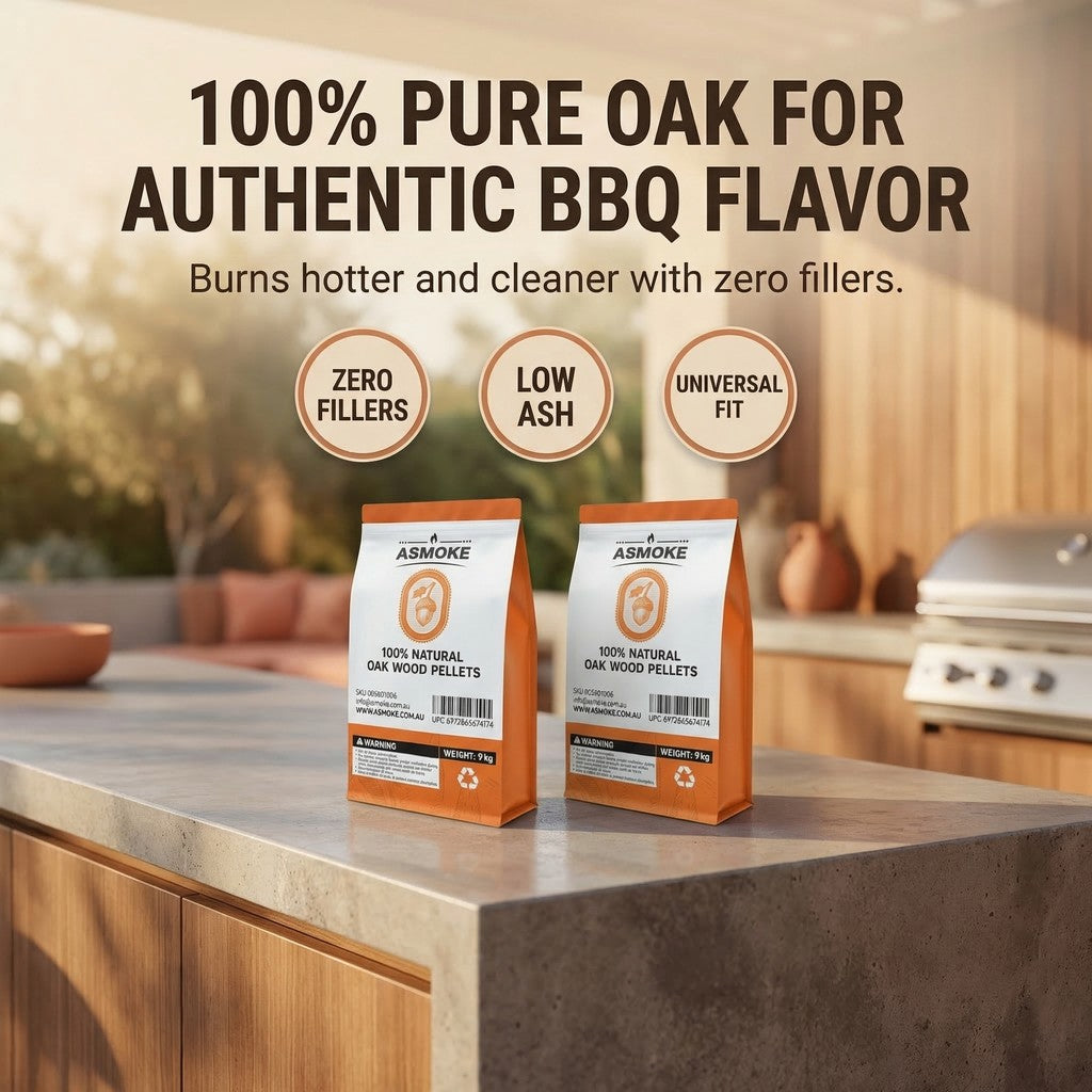 ASMOKE 100% Natural Premium Oak Wood BBQ Pellets for Smoker & Grill (9kg / 20lbs) x2 - Image 4