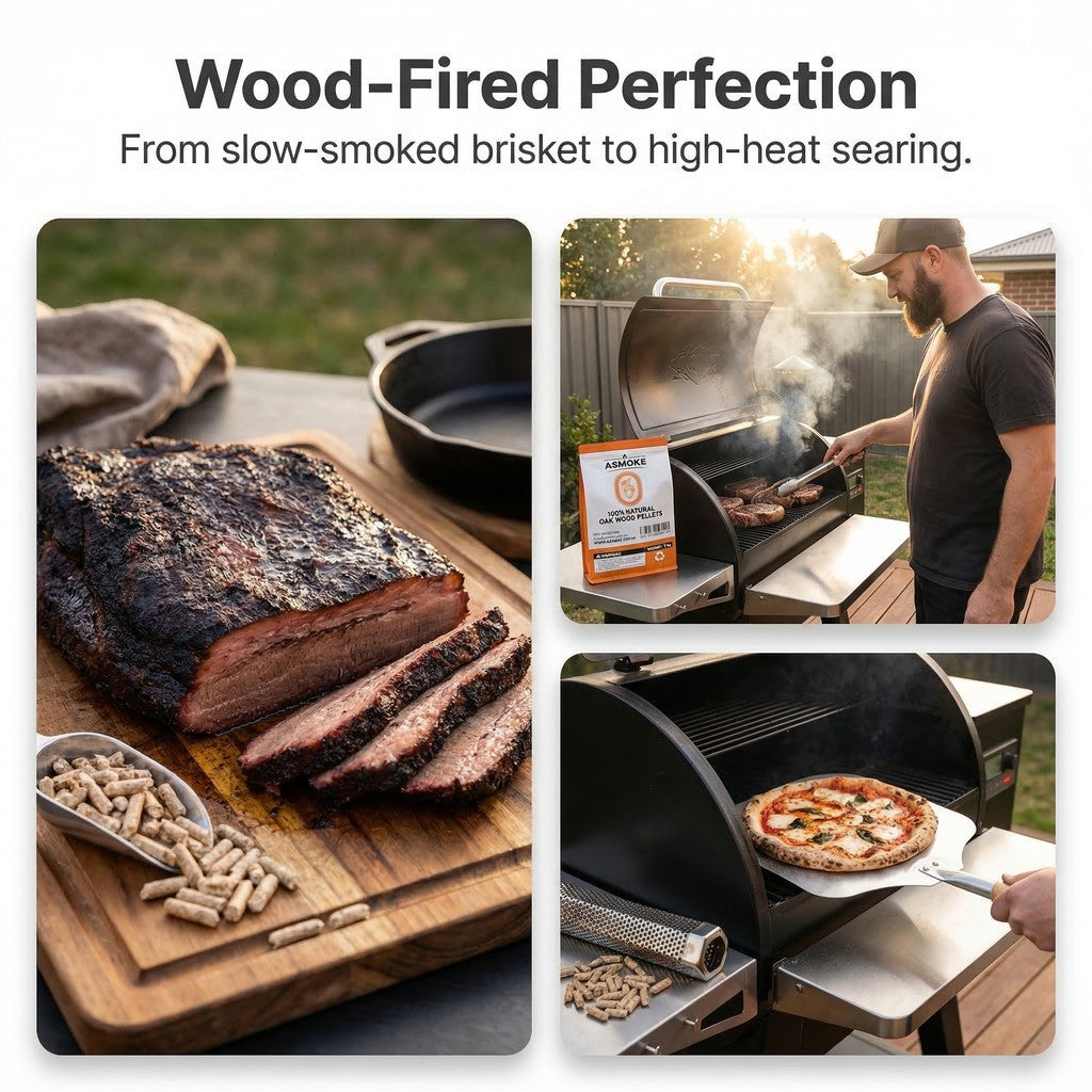 ASMOKE 100% Natural Premium Oak Wood BBQ Pellets for Smoker & Grill (9kg / 20lbs) x2 - Image 8