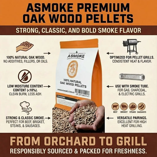 ASMOKE 100% Natural Oak Wood BBQ Pellets (2.27kg) - High Heat Hardwood for Brisket & Pizza Ovens - Image 3