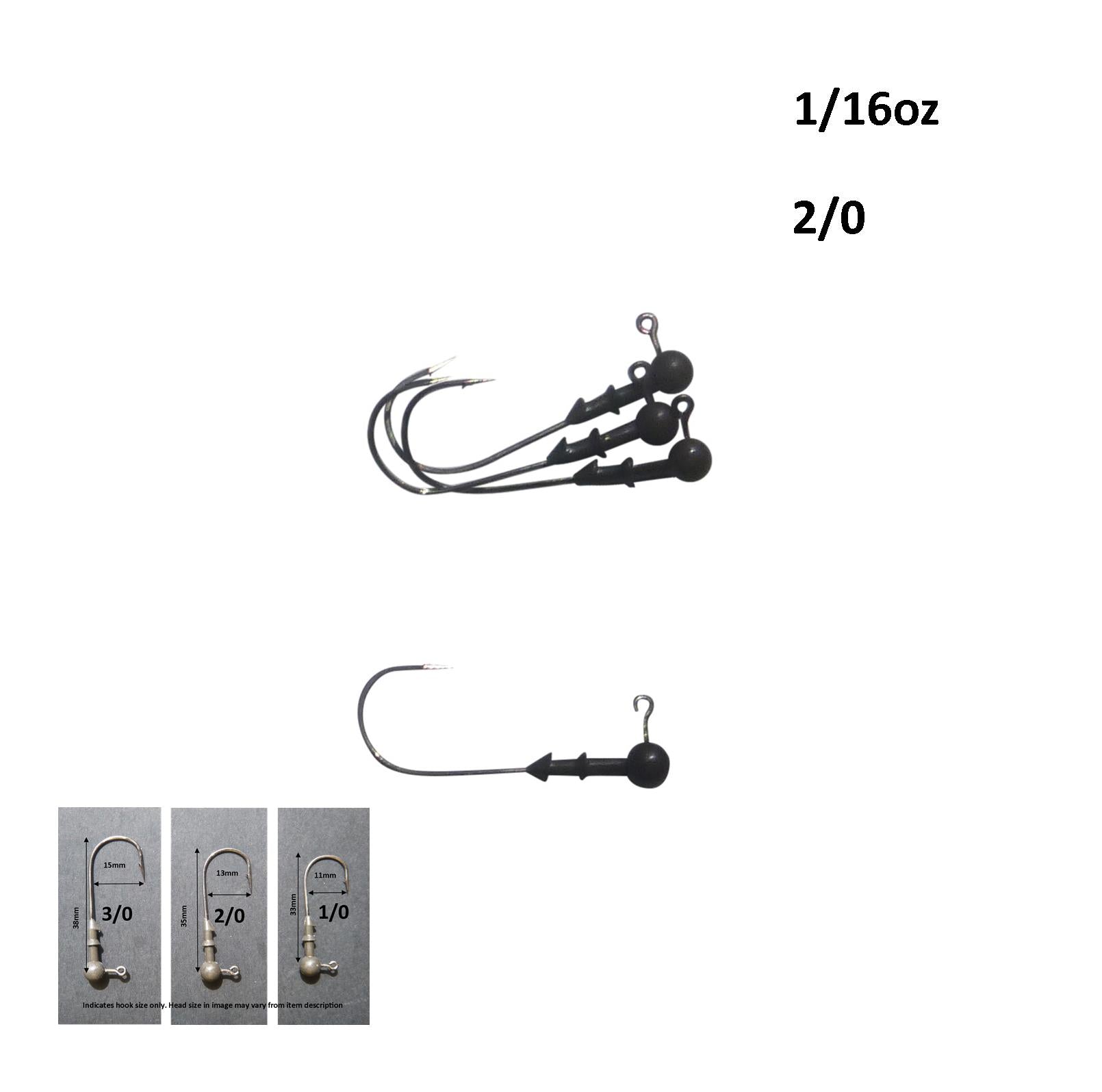 Vike 1/16 oz Round Jig Head with a Size 2/0 Hook Tungsten, 4 pack - Image 2