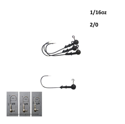 Vike 1/16 oz Round Jig Head with a Size 2/0 Hook Tungsten, 4 pack - Image 2