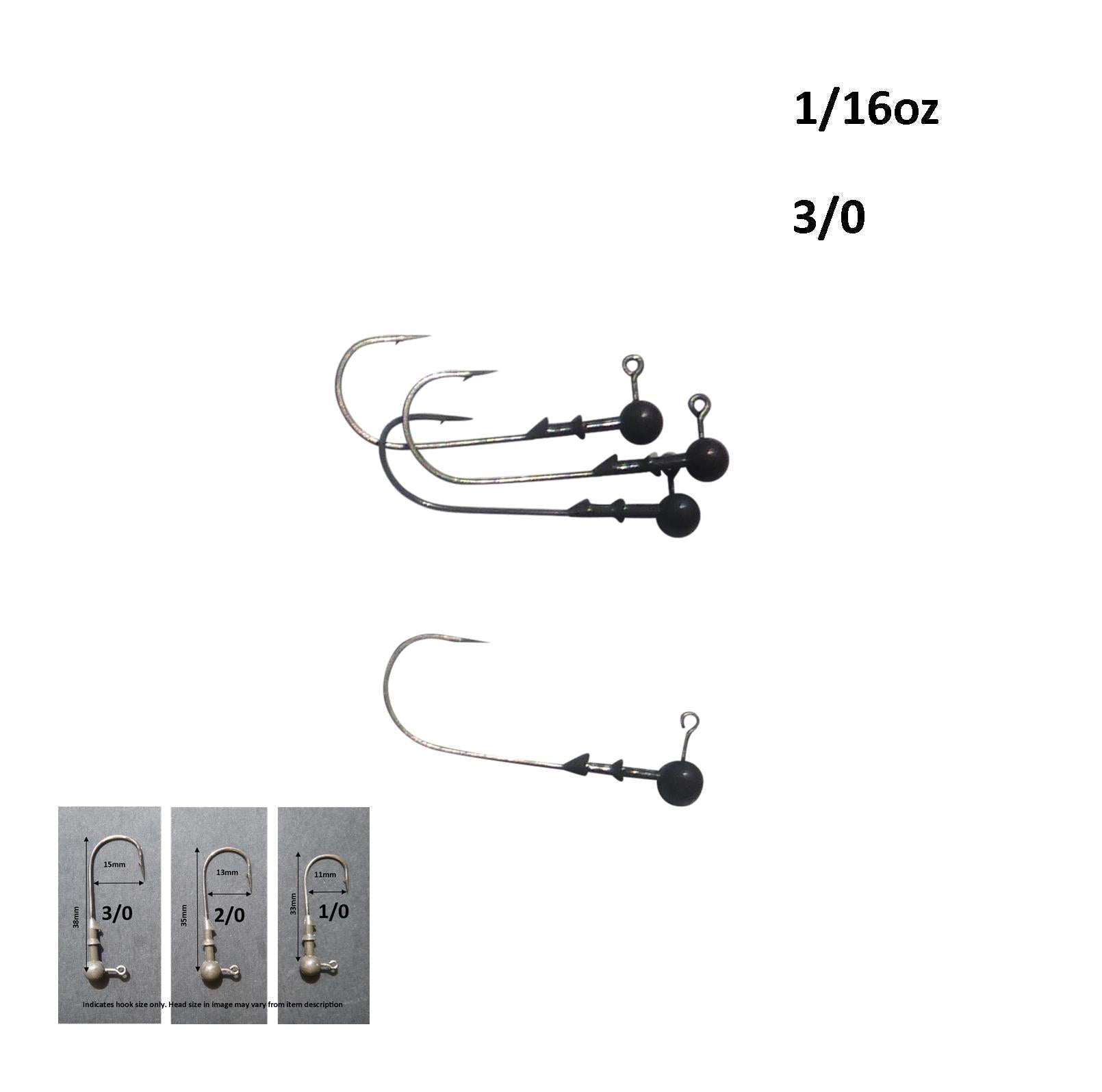 Vike 1/16 oz Round Jig Head with a Size 3/0 Hook Tungsten, 4 pack - Image 2