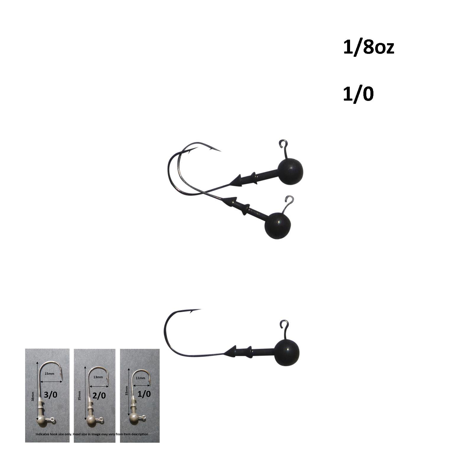 Vike 1/8 oz Round Jig Head with a Size 1/0 Hook Tungsten, 3 pack - Image 2