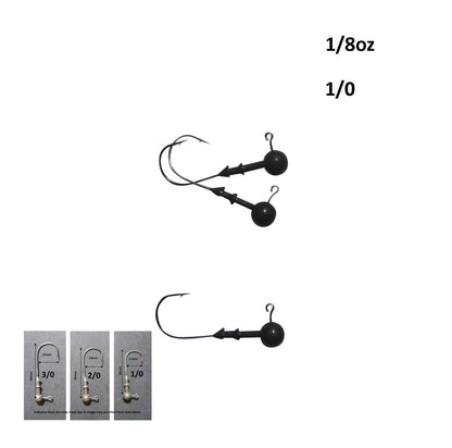Vike 1/8 oz Round Jig Head with a Size 1/0 Hook Tungsten, 3 pack - Image 2