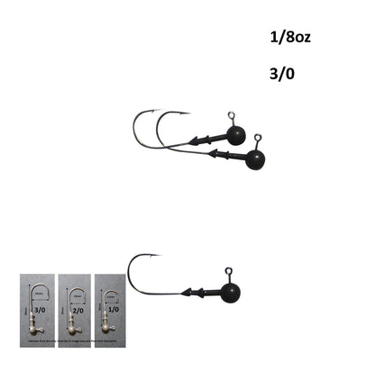 Vike 1/8 oz Round Jig Head with a Size 3/0 Hook Tungsten, 3 pack - Image 2