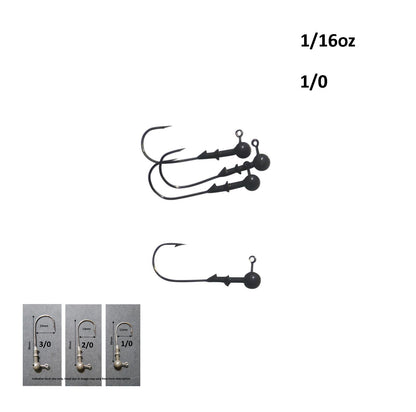Vike 3/16 oz Round Jig Head with a Size 1/0 Hook Tungsten, 3 pack - Image 2
