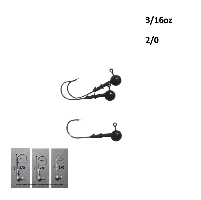 Vike 3/16 oz Round Jig Head with a Size 2/0 Hook Tungsten, 3 pack - Image 2