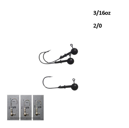 Vike 3/16 oz Round Jig Head with a Size 2/0 Hook Tungsten, 3 pack - Image 2