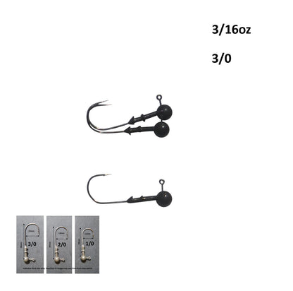 Vike 3/16 oz Round Jig Head with a Size 3/0 Hook Tungsten, 3 pack - Image 2