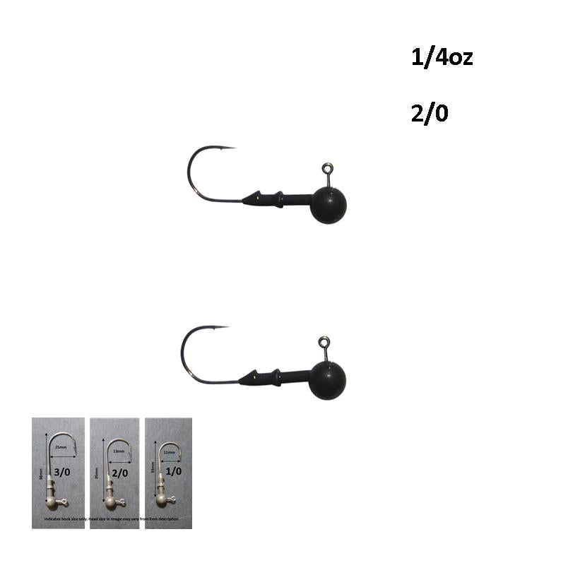 Vike 1/4 oz Round Jig Head with a Size 2/0 Hook Tungsten, 2 pack - Image 2