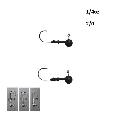 Vike 1/4 oz Round Jig Head with a Size 2/0 Hook Tungsten, 2 pack - Image 2