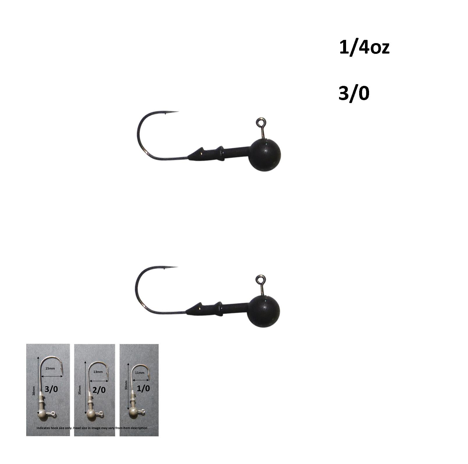 Vike 1/4 oz Round Jig Head with a Size 3/0 Hook Tungsten, 2 pack - Image 2