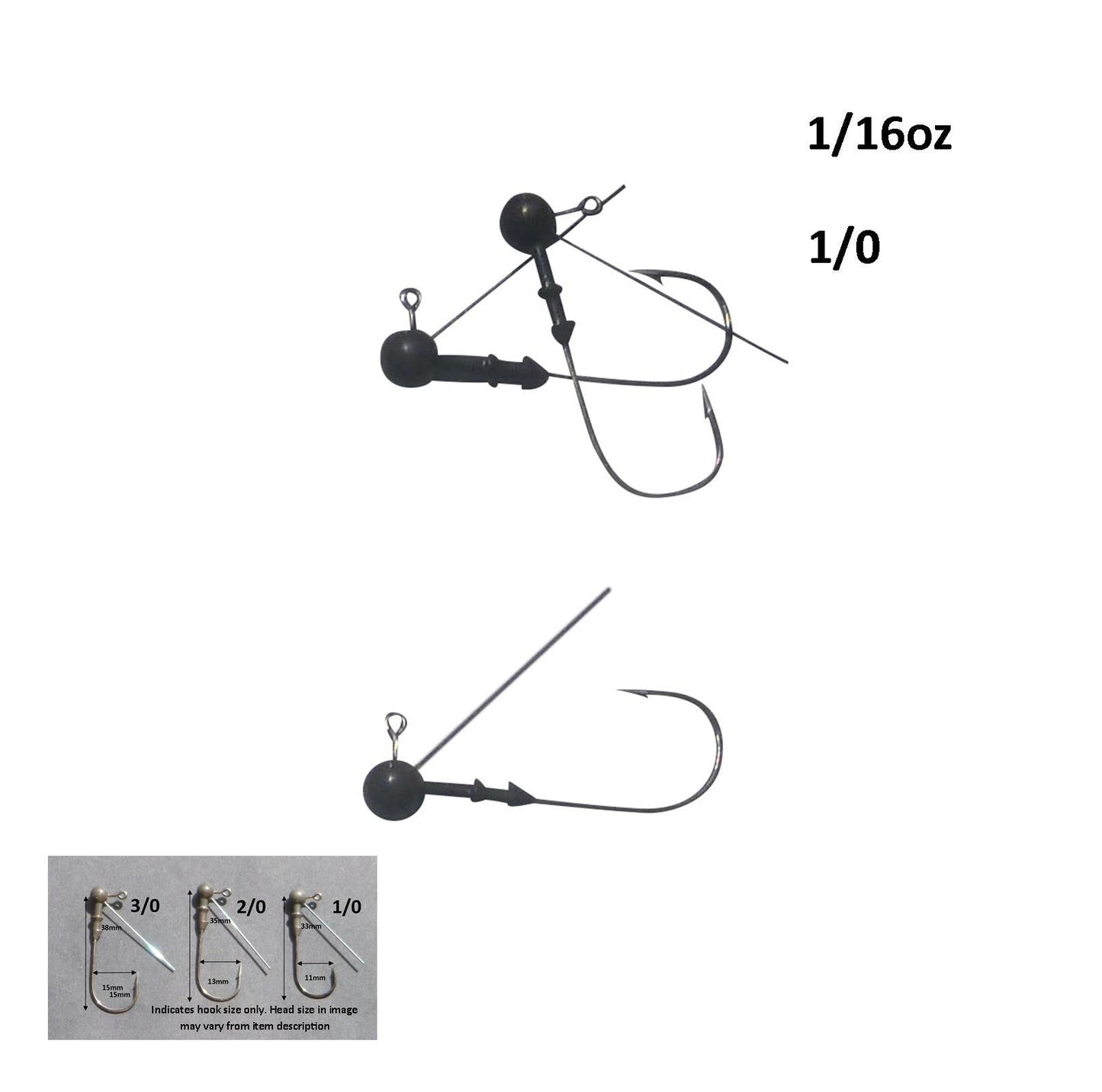 Vike 1/16 oz Weedless Round Jig Head with a Size 1/0 Hook Tungsten, 4 pack - Image 2