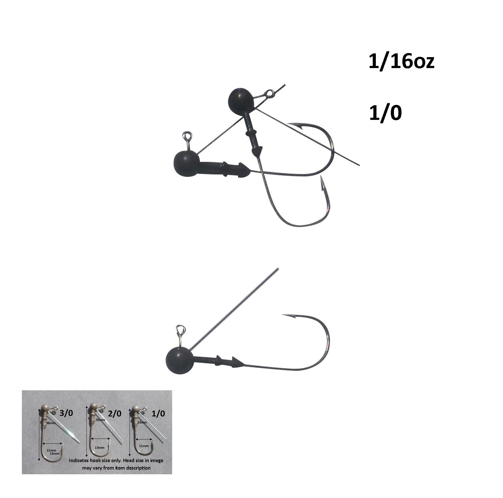 Vike 1/16 oz Weedless Round Jig Head with a Size 1/0 Hook Tungsten, 4 pack - Image 2