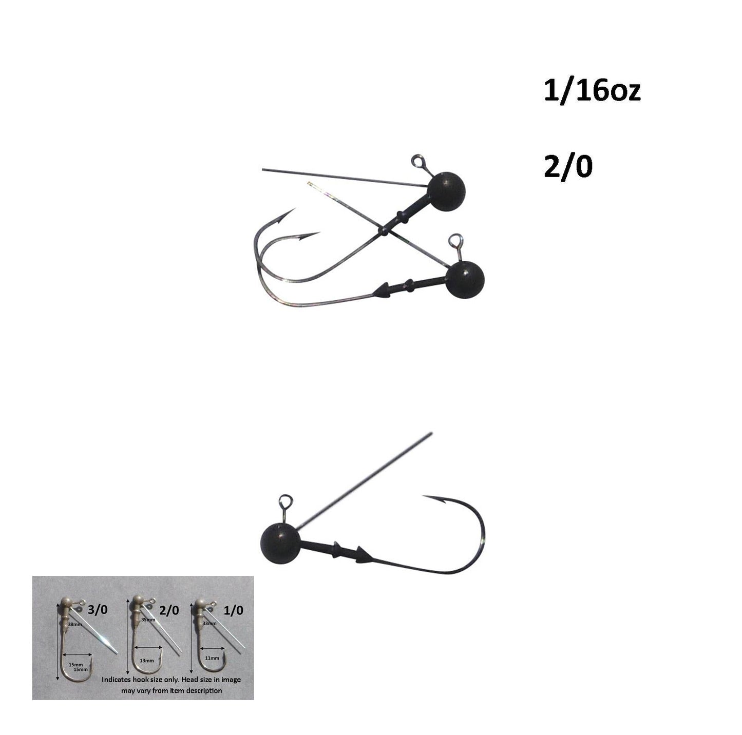 Vike 1/16 oz Weedless Round  Jig Head with a Size 2/0 Hook Tungsten, 4 pack - Image 2