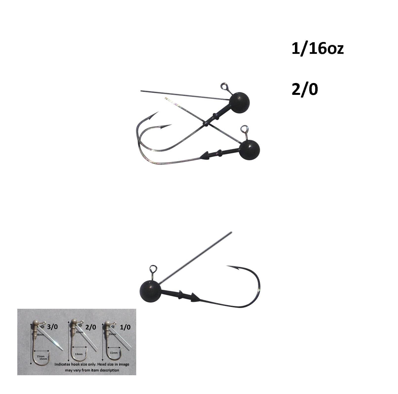 Vike 1/16 oz Weedless Round  Jig Head with a Size 2/0 Hook Tungsten, 4 pack - Image 2
