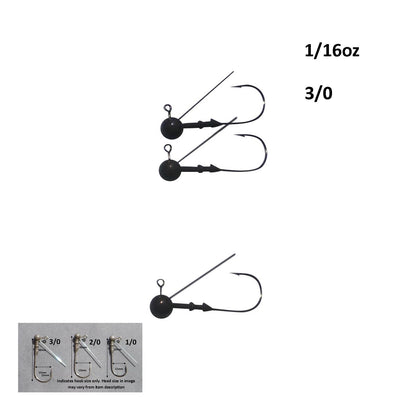 Vike 1/16 oz Weedless Round Jig Head with a Size 3/0 Hook Tungsten, 4 pack - Image 2