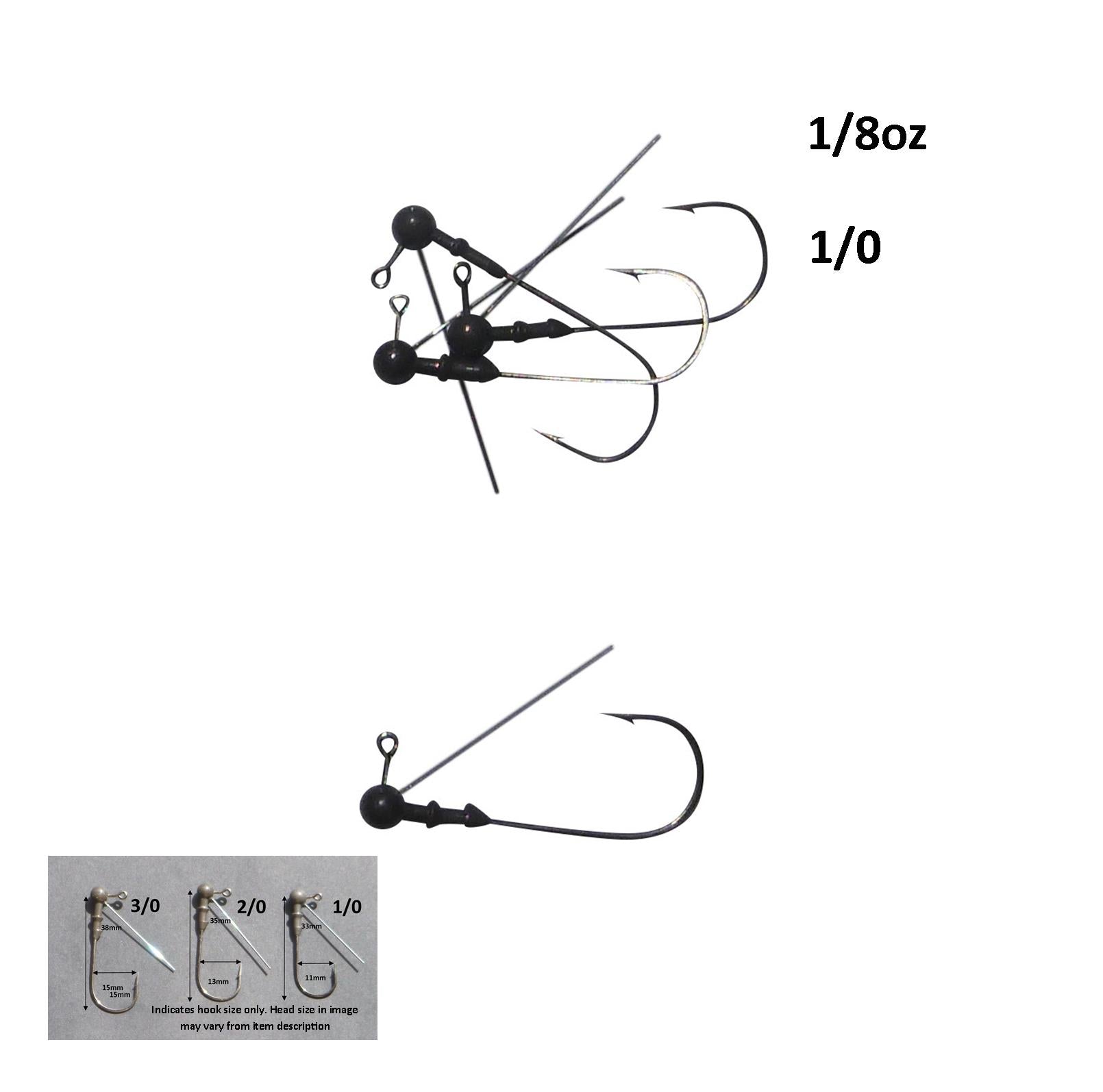 Vike 1/8 oz Weedless Round Jig Head with a Size 1/0 Hook Tungsten, 3 pack - Image 2