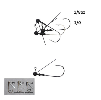 Vike 1/8 oz Weedless Round Jig Head with a Size 1/0 Hook Tungsten, 3 pack - Image 2
