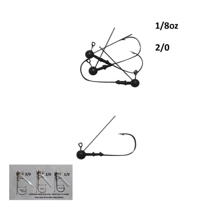 Vike 1/8 oz Weedless Round Jig Head with a Size 2/0 Hook Tungsten, 3 pack - Image 2