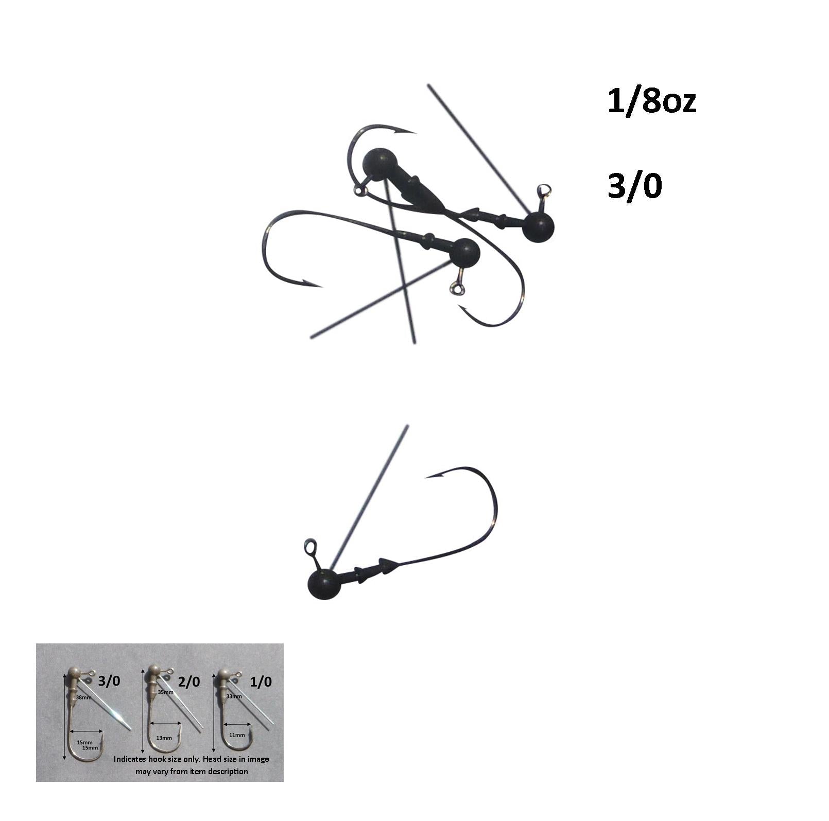 Vike 1/8 oz Weedless Round Jig Head with a Size 3/0 Hook Tungsten, 3 pack - Image 2