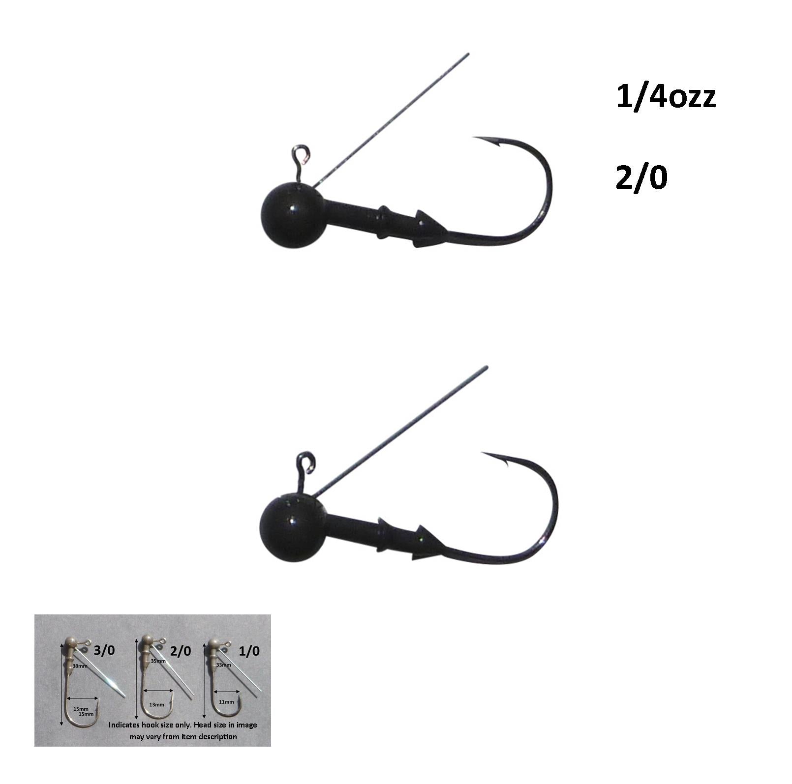 Vike 1/4 oz Weedless Round Jig Head with a Size 2/0 Hook Tungsten, 2 pack - Image 2