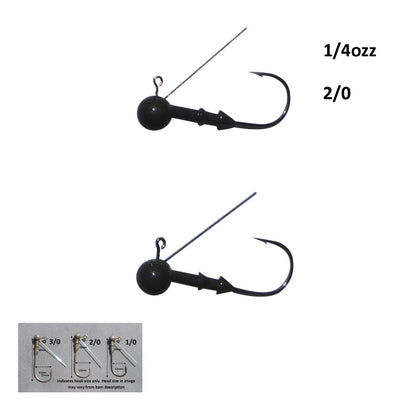Vike 1/4 oz Weedless Round Jig Head with a Size 2/0 Hook Tungsten, 2 pack - Image 2