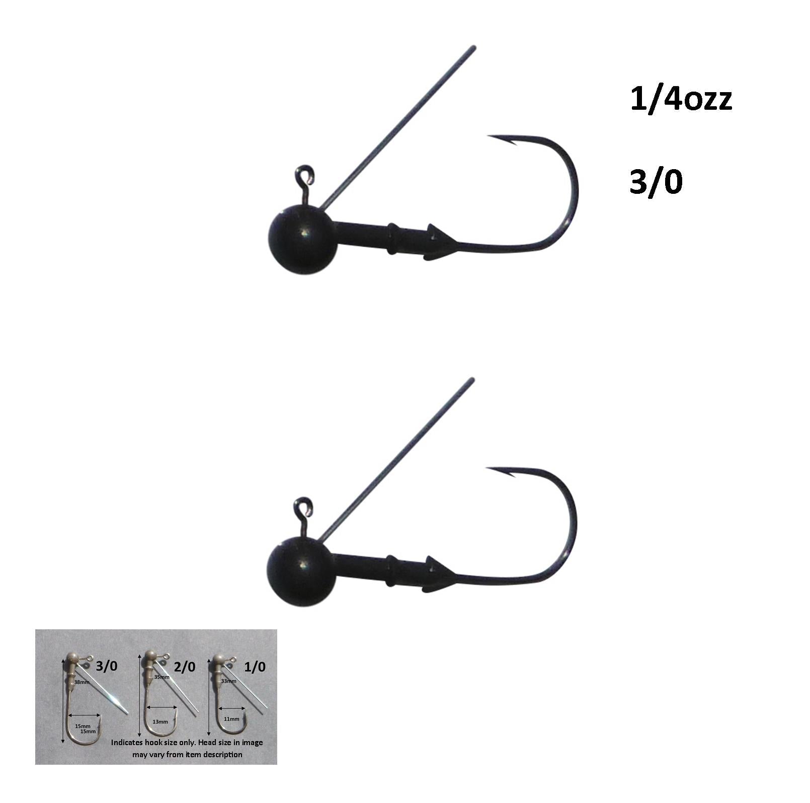 Vike 1/4 oz Weedless Round Jig Head with a Size 3/0 Hook Tungsten, 2 pack - Image 2