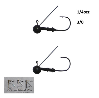 Vike 1/4 oz Weedless Round Jig Head with a Size 3/0 Hook Tungsten, 2 pack - Image 2