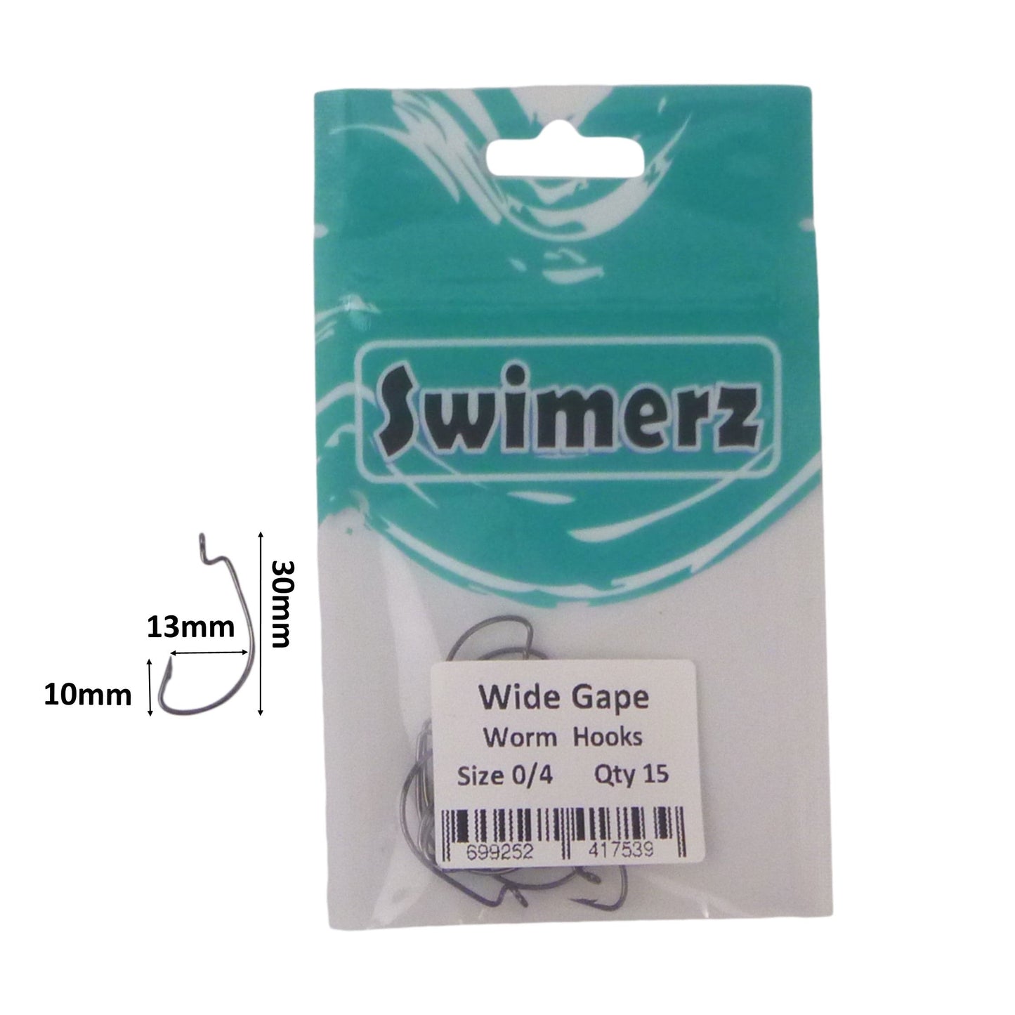 Swimerz 0/4 Wide Gape Worm Hook 15 Pack - Image 3
