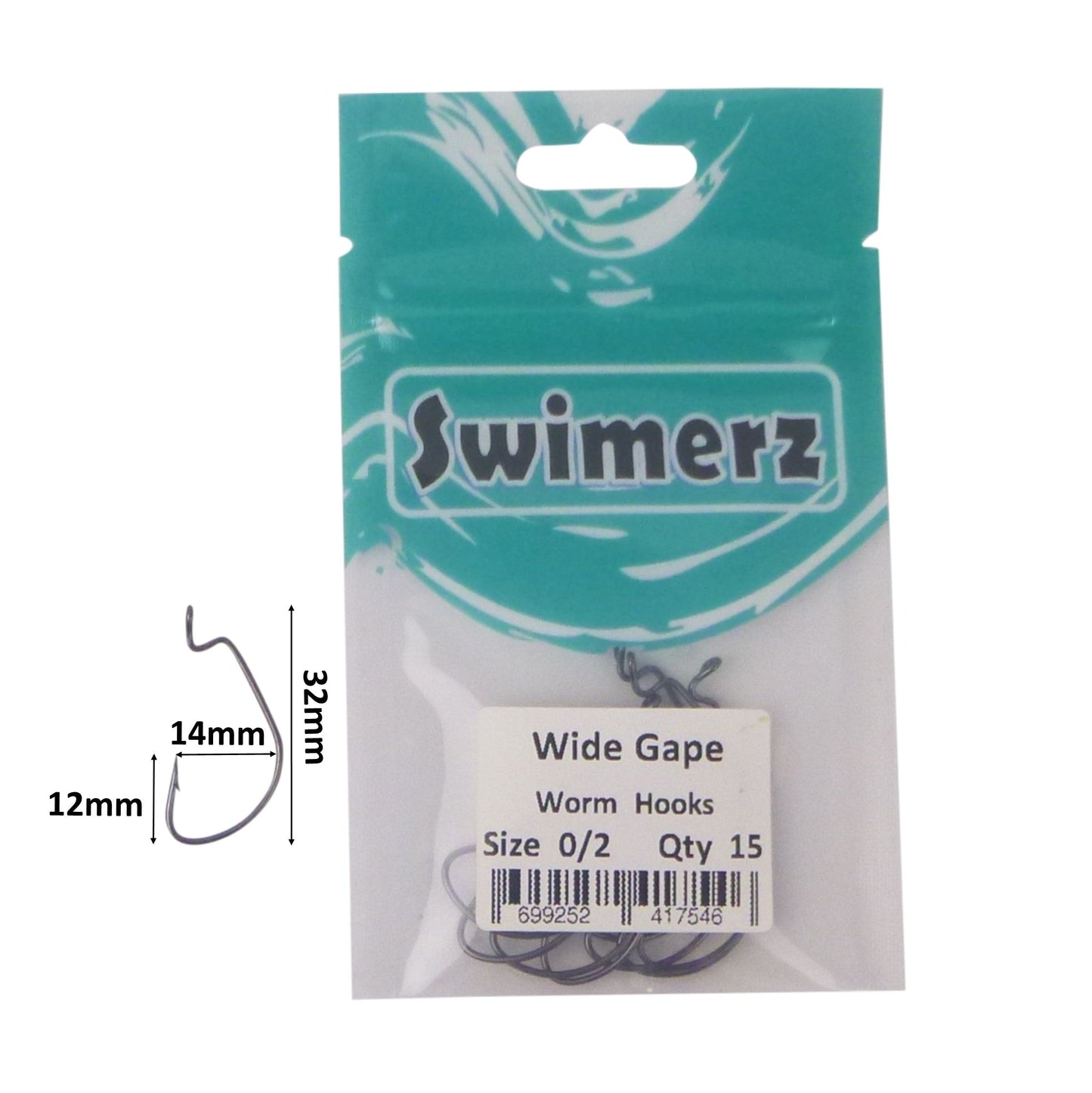 Swimerz 0/2 Wide Gape Worm Hook 15 Pack - Image 3