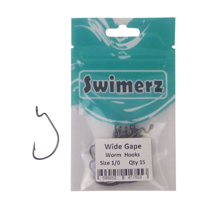 Swimerz 1/0 Wide Gape Worm Hook 15 Pack - Image 2