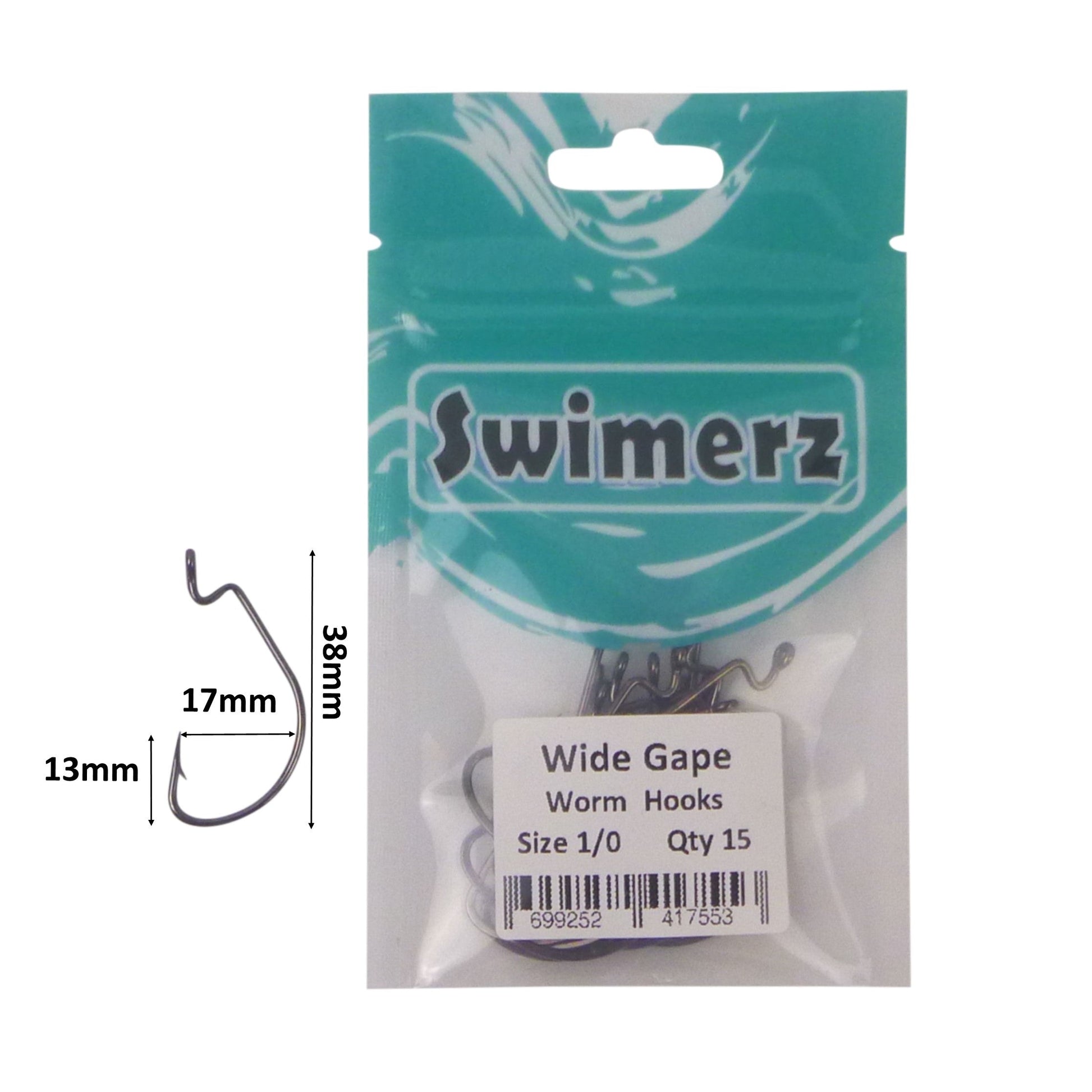 Swimerz 1/0 Wide Gape Worm Hook 15 Pack - Image 3