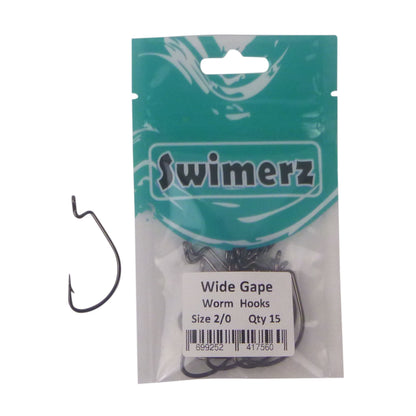 Swimerz 2/0 Wide Gape Worm Hook 15 Pack - Image 2