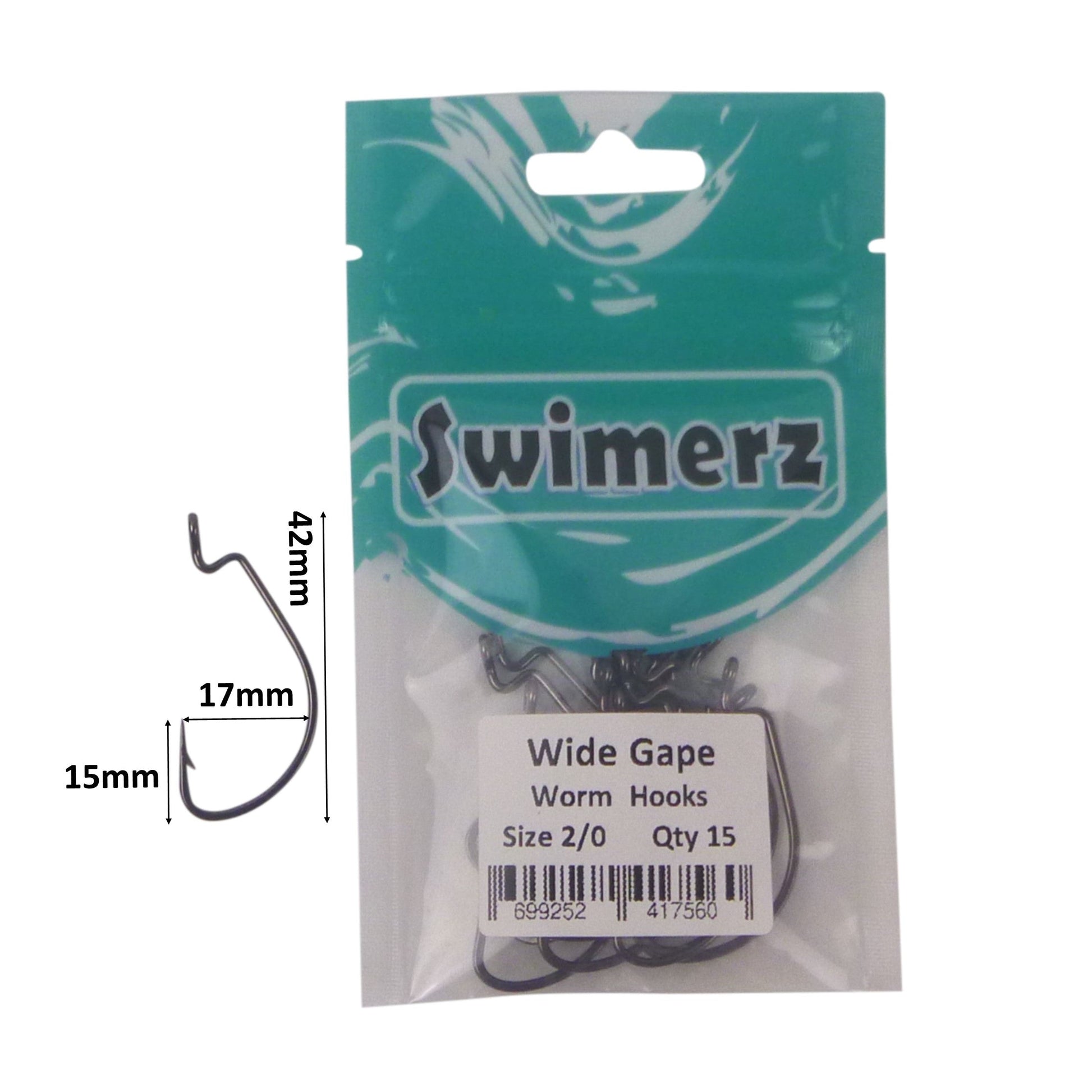 Swimerz 2/0 Wide Gape Worm Hook 15 Pack - Image 3