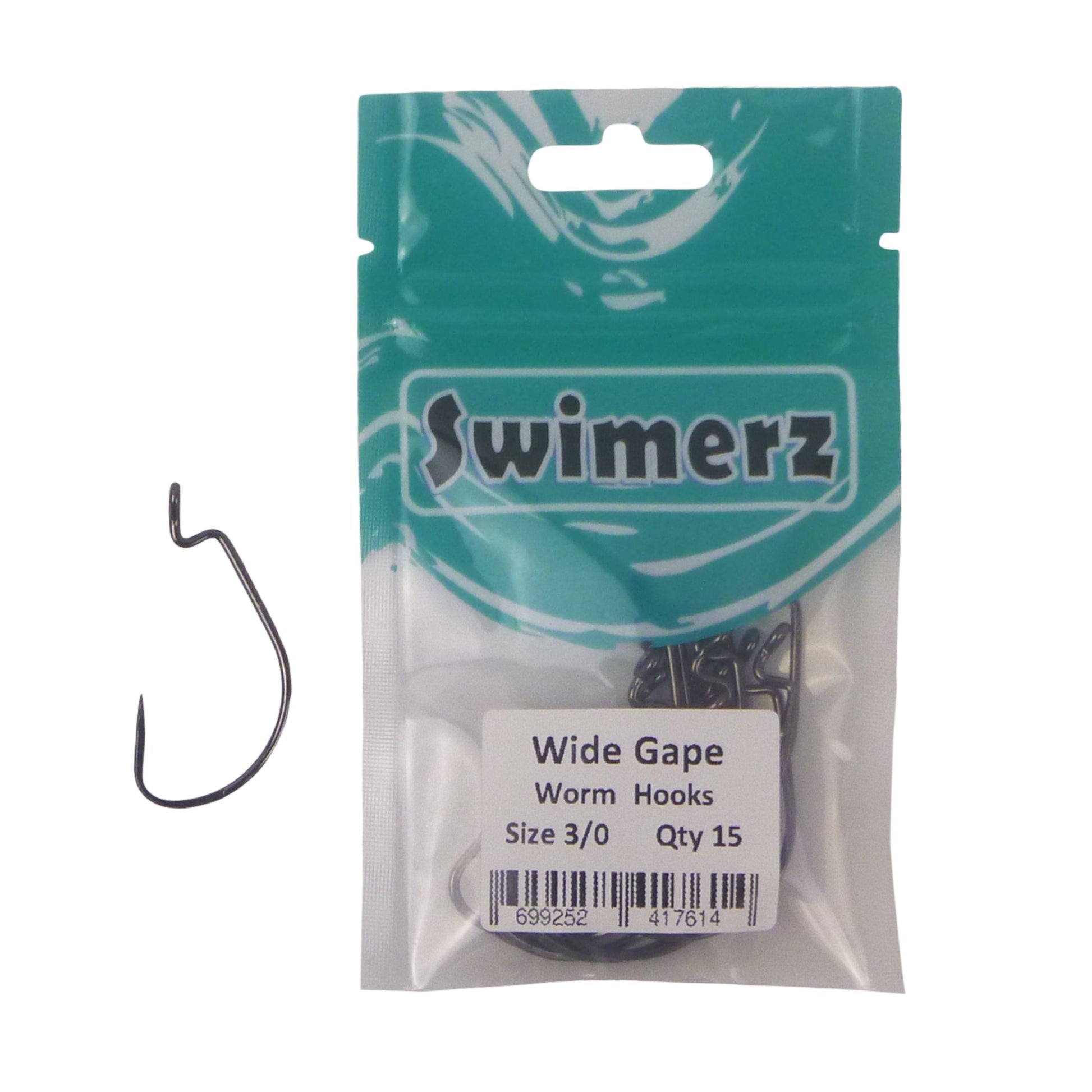 Swimerz 3/0 Wide Gape Worm Hook 15 Pack - Image 2