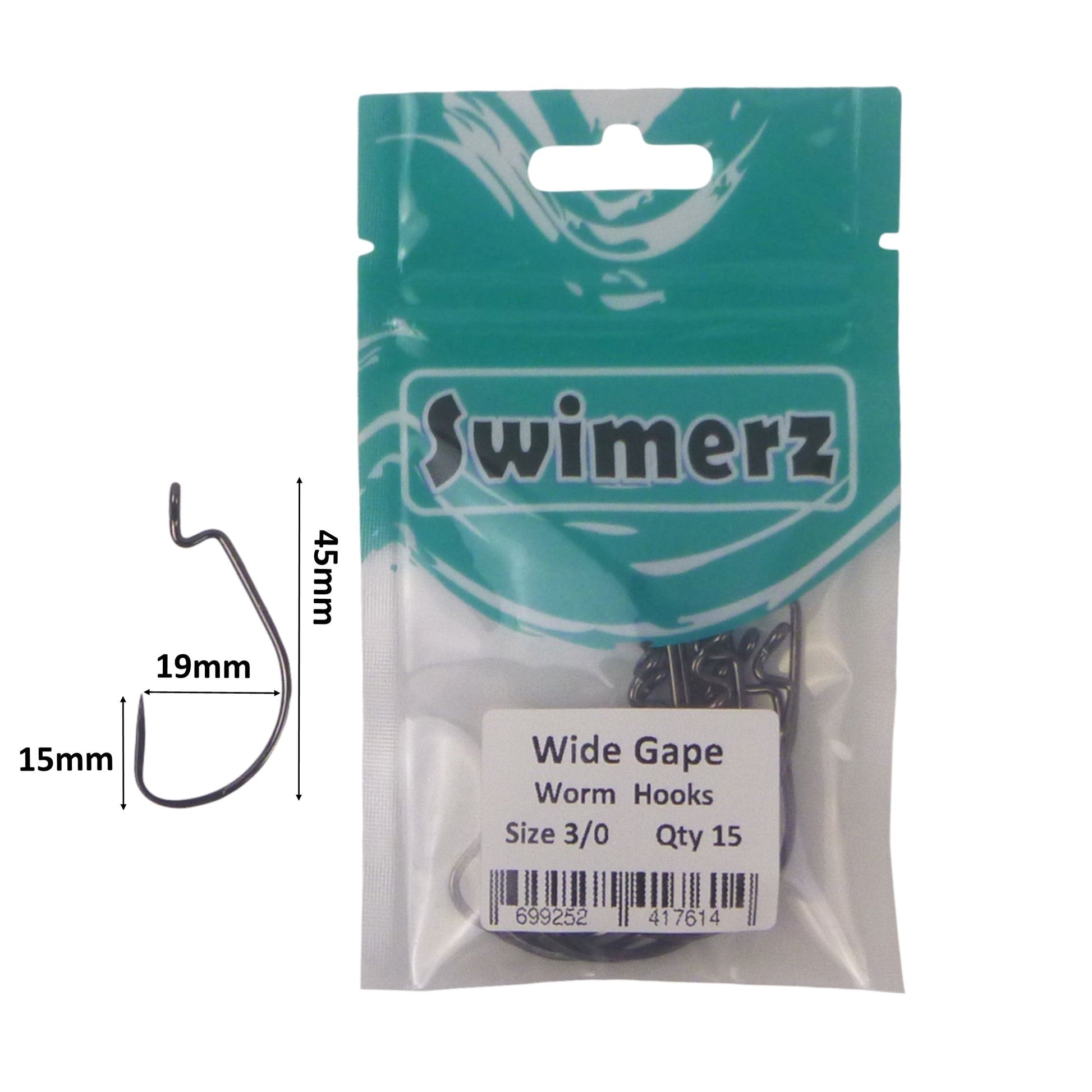 Swimerz 3/0 Wide Gape Worm Hook 15 Pack - Image 3