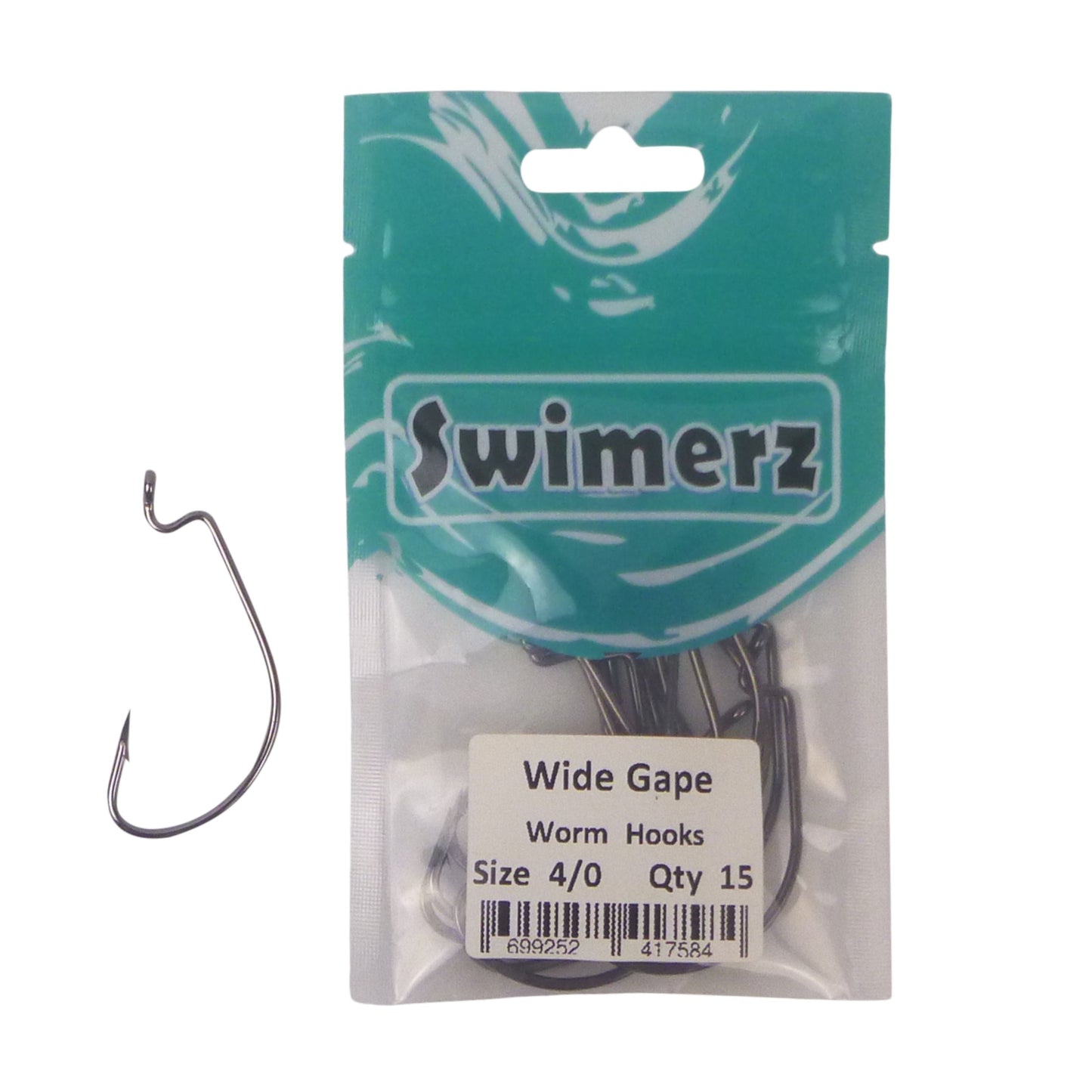 Swimerz 4/0 Wide Gape Worm Hook 15 Pack - Image 2
