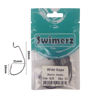 Swimerz 4/0 Wide Gape Worm Hook 15 Pack - Image 3