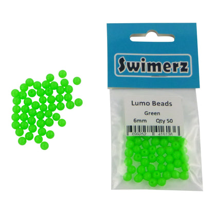 Swimerz Beads, 6mm, Lumo Green, 50 pack - Image 2
