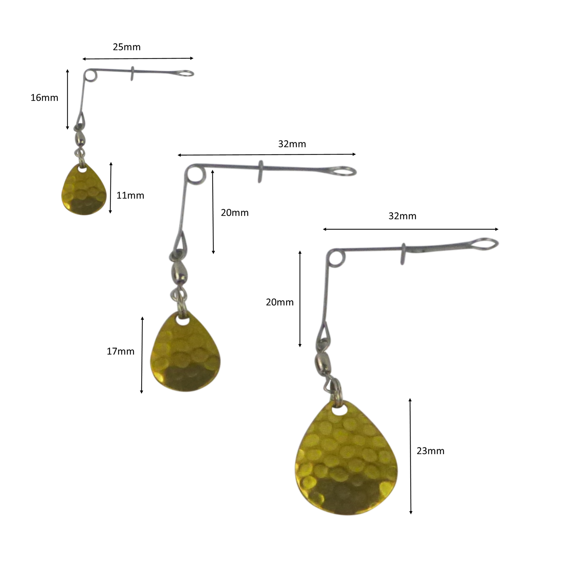 Swimerz Jig Spinner, Small, Hammered Brass, 5 Pack - Image 2
